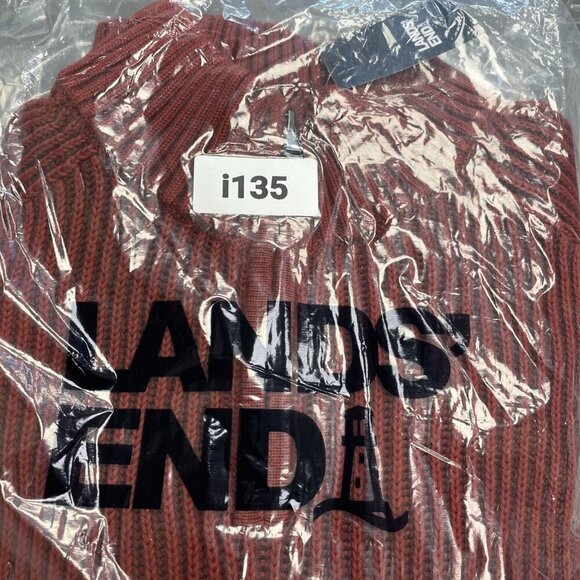 NEW Lands’ End Men’s M Ribbed Knit Sweater Mock neck Red Rust 100% Cotton - Picture 8 of 8